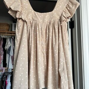 Anna Grace Tan Ruffled Jumpsuit